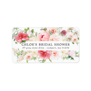 Rustieke Boho Roze Pioen Rozen Bloem Adreslabel Etiket