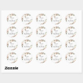 Rustieke Boho Roze Wit Bloemen Bruiloft Ronde Sticker (Vel)