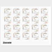 Rustieke Boho Roze Wit Bloemen Bruiloft Vierkante Sticker (Vel)