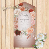 Rustieke Boho Rust Peach Bloemen Boog Geen Diner All In One Uitnodiging