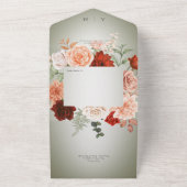 Rustieke Boho Rust & Perzik Bloemenboog Sage QR Co All In One Uitnodiging (Buitenkant)