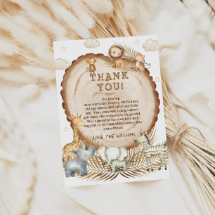Rustieke Boho Safari Dieren Baby Shower Bedankkaart