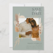 Rustieke Boho Sage Fotobruiloft Save The Date (Voorkant)