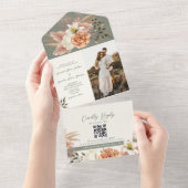 Rustieke Boho Sage Groene Bloemen Huwelijk All In One Uitnodiging (Afscheurbaar)