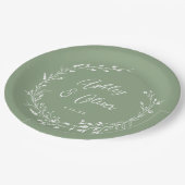 Rustieke Boho Sage Groene Wildbloem Bloemen Bruilo Papieren Bordje (Gekanteld)