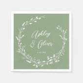 Rustieke Boho Sage Groene Wildbloem Bloemen Bruilo Servet (Voorkant)