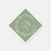 Rustieke Boho Sage Groene Wildbloem Bloemen Bruilo Servet (Hoek)