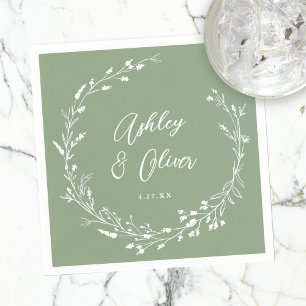 Rustieke Boho Sage Groene Wildbloem Bloemen Bruilo Servet