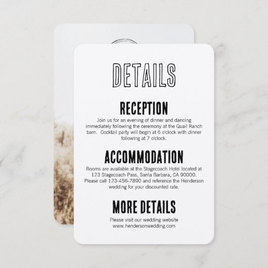 Rustieke Boho schuur bruiloft uitnodigingsverblijf Informatiekaartje (Voorkant / Achterkant)