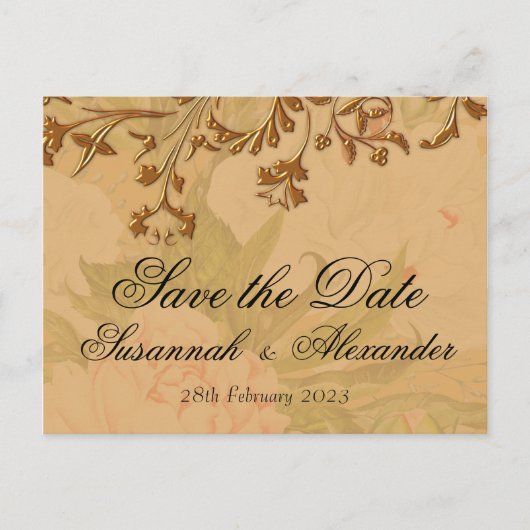 Rustieke Boho Shabby Chic Pioen Save the Date Aankondigingskaart (Voorkant)