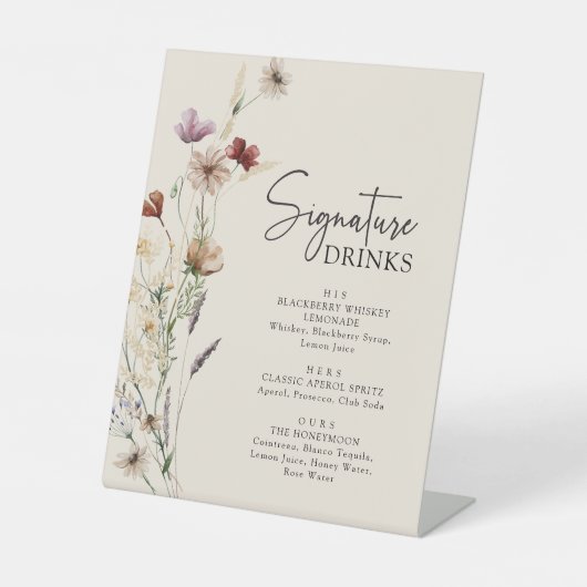 Rustieke Boho Signature Drinken voetstuk teken Reclamebord Met Voetstuk (Voorkant)