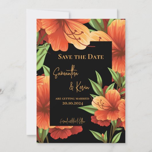 Rustieke Boho Sinaasappel Bloemen Huwelijk Save th (Voorkant)