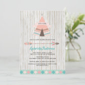 Rustieke Boho Stam Tenten Meisje Baby Shower Kaart (Staand voorkant)