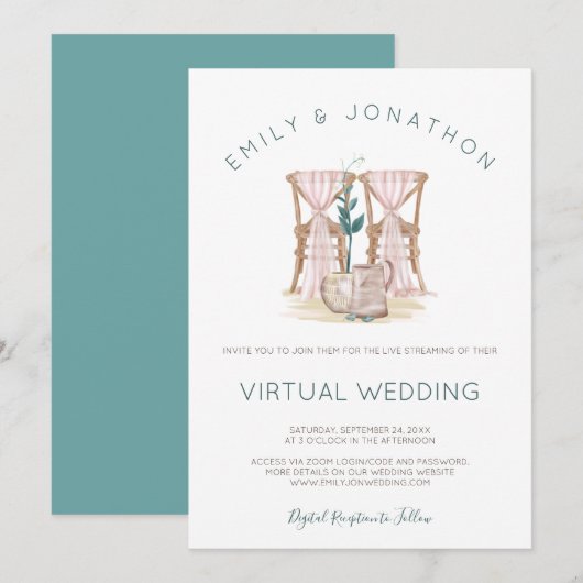 Rustieke Boho stoelen blauwe eucalyptus virtuele b Kaart (Voorkant / Achterkant)