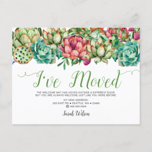 Rustieke Boho Succulent Cactus Ik ben verhuisd Aankondigingskaart
