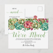 Rustieke Boho Succulent Cactus We hebben verhuisd Aankondigingskaart (Voorkant / Achterkant)