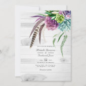 Rustieke Boho Succulenten QR Code RSVP Trouwen Kaart (Voorkant)