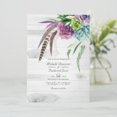 Rustieke Boho Succulenten QR Code RSVP Trouwen Kaart (Staand voorkant)