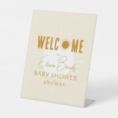 Rustieke Boho Sunshine Welkom Baby shower Reclamebord Met Voetstuk (Voorkant)