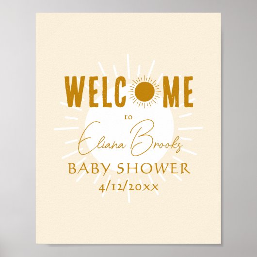 Rustieke Boho Sunshine Welkom Baby shower teken Poster (Voorkant)