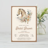 Rustieke Boho Tane Bloemstuk Paard Bruiloft Feest Kaart (Staand voorkant)