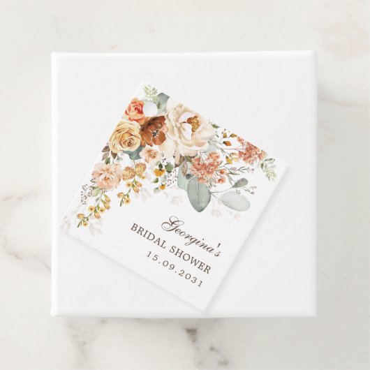 Rustieke Boho Terracotta Bloem Bruidsdouche Bedankjes Labels (In situ)