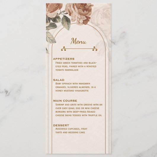 Rustieke Boho Terracotta Bloem Bruiloftsmenu | Menu (Voorkant)