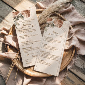 Rustieke Boho Terracotta Bloem Bruiloftsmenu | Menu