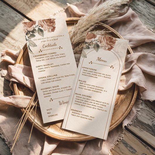 Rustieke Boho Terracotta Bloem Bruiloftsmenu | Menu