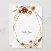 Rustieke Boho Terracotta Bloemen Gouden Lijst Huwe Kaart (Achterkant)