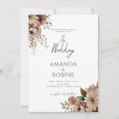 Rustieke Boho Terracotta Bloemen Huwelijksuitnodig Kaart (Voorkant)