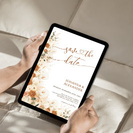 Rustieke Boho Terracotta Bloemen QR Code Trouwen Save The Date