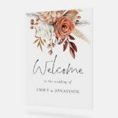 Rustieke Boho Terracotta Bloemen Welkom Bij Trouwe Acryl Bord (Hoek)