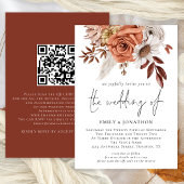 Rustieke Boho Terracotta Herfst Bloemen QR Code Br Kaart