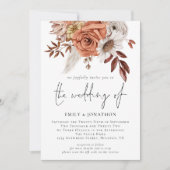 Rustieke Boho Terracotta Herfst Bloemen QR Code Br Kaart (Voorkant)