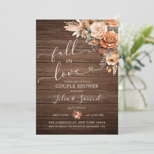 Rustieke Boho Terracotta Herfst in Love Couple Sho Kaart (Staand voorkant)