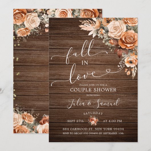 Rustieke Boho Terracotta Herfst in Love Couple Sho Kaart (Voorkant / Achterkant)