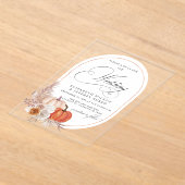 Rustieke Boho Terracotta Pampas Pumpkin Fall Bruil Acryl Uitnodigingen (Laagn)