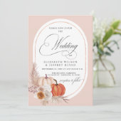 Rustieke Boho Terracotta Pampas Pumpkin Fall Bruil Kaart (Staand voorkant)