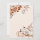 Rustieke Boho Terracotta Pampas Pumpkin Fall Bruil Kaart (Achterkant)