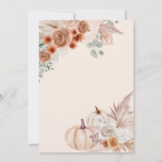 Rustieke Boho Terracotta Pampas Pumpkin Fall Bruil Kaart (Achterkant)