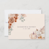 Rustieke Boho Terracotta Pampas Pumpkin Fall Bruil RSVP Kaartje (Achterkant)