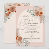 Rustieke Boho Terracotta Pampas Quinceanera Kaart (Voorkant / Achterkant)