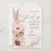 Rustieke Boho Terracotta Pampas Sweet 16 Kaart (Voorkant)