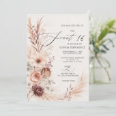 Rustieke Boho Terracotta Pampas Sweet 16 Kaart (Staand voorkant)