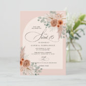 Rustieke Boho Terracotta Pampas Sweet 16 Kaart (Staand voorkant)