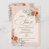 Rustieke Boho Terracotta Pampas Sweet 16 Kaart (Voorkant / Achterkant)