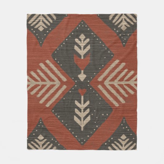 Rustieke Boho Terracotta Print Fleece Deken (Voorkant)
