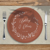 Rustieke Boho Terracotta Wildflower Bloemen Bruilo Papieren Bordje