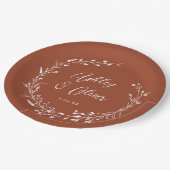 Rustieke Boho Terracotta Wildflower Bloemen Bruilo Papieren Bordje (Gekanteld)